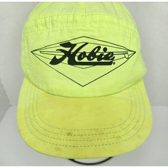 Hobie Vtg 80s Surf Hat Cap USA Made Snapback Painters Neon Stains On Brim - Picture 2 of 8